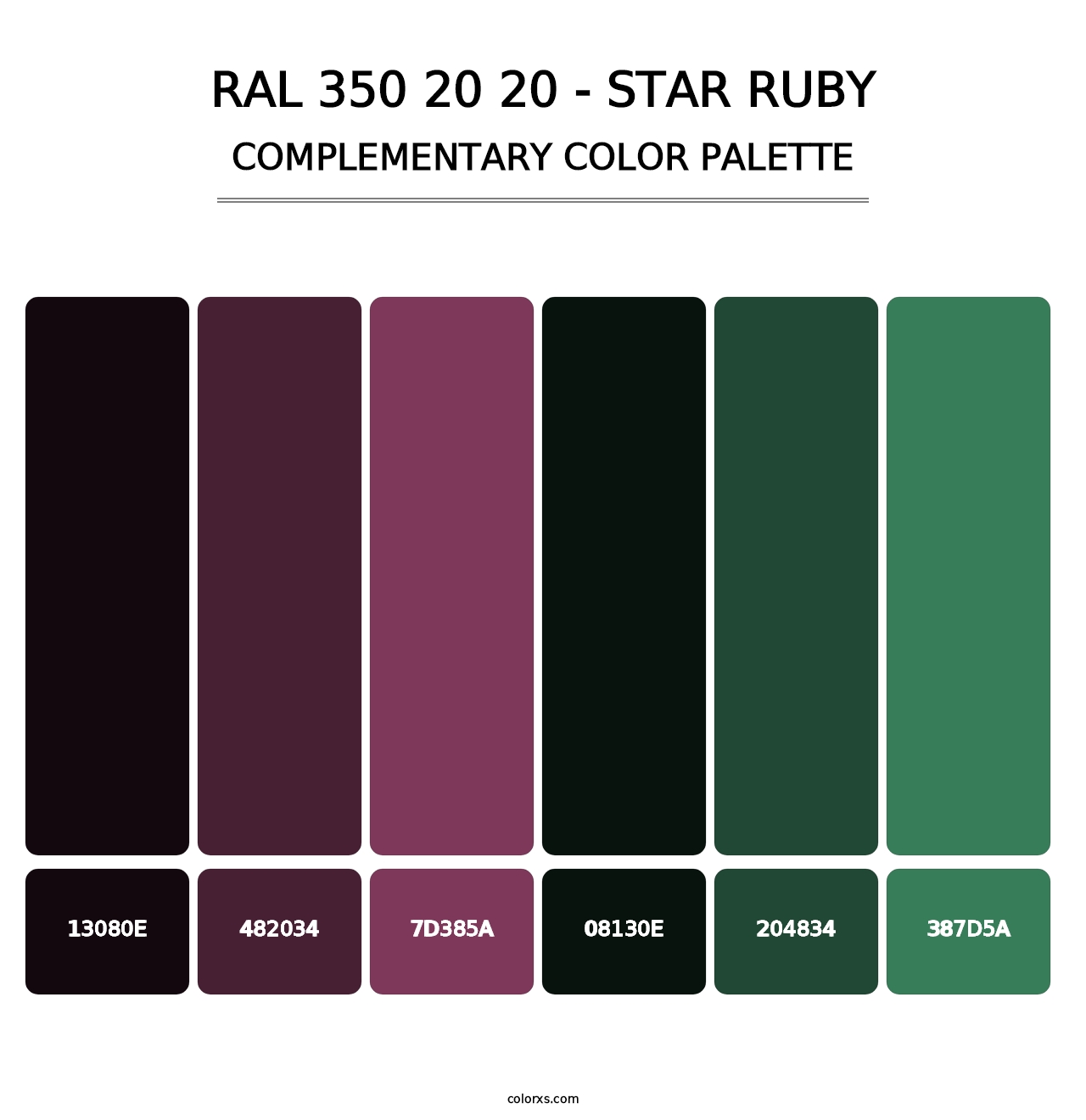 RAL 350 20 20 - Star Ruby - Complementary Color Palette