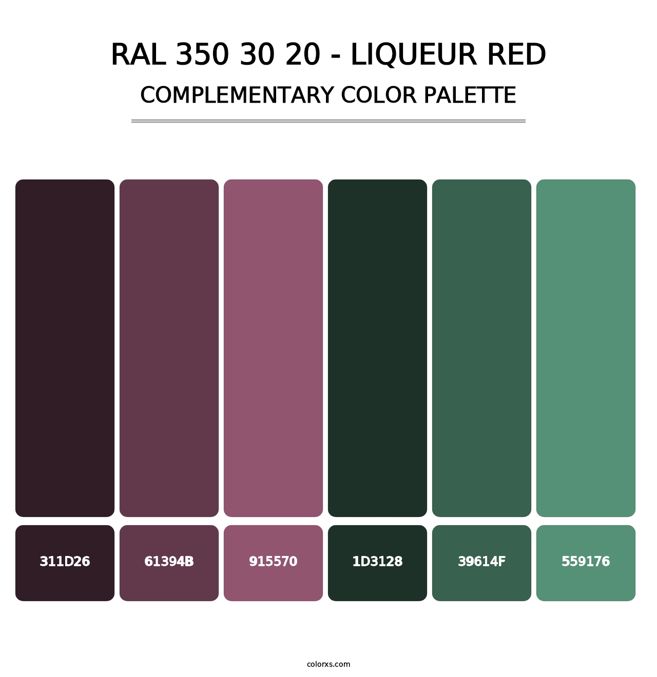 RAL 350 30 20 - Liqueur Red - Complementary Color Palette
