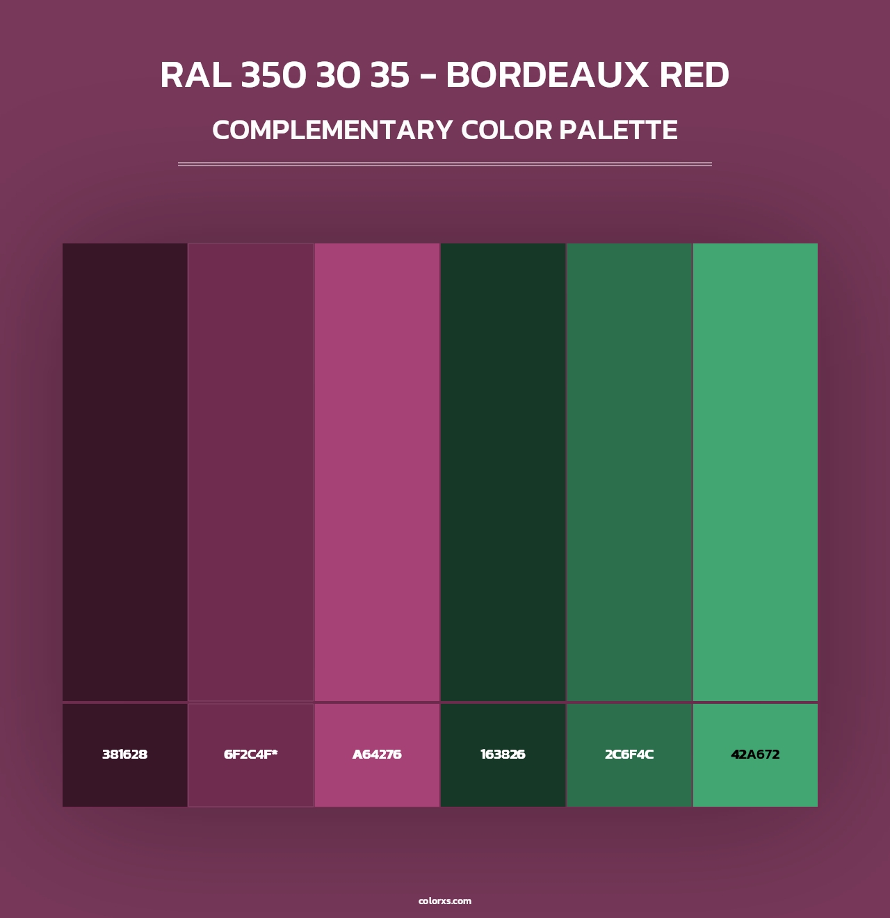 RAL 350 30 35 - Bordeaux Red - Complementary Color Palette