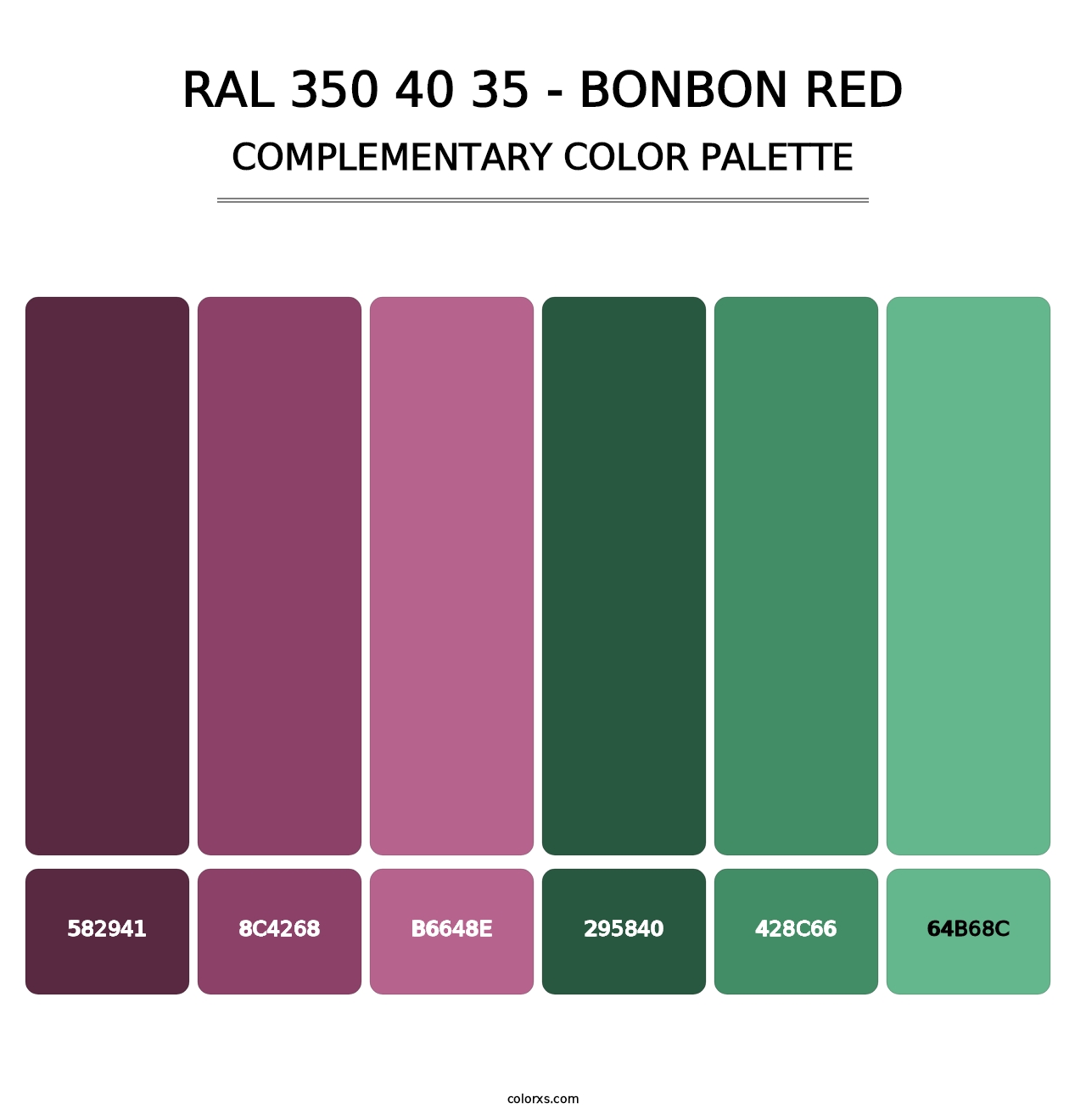 RAL 350 40 35 - Bonbon Red - Complementary Color Palette