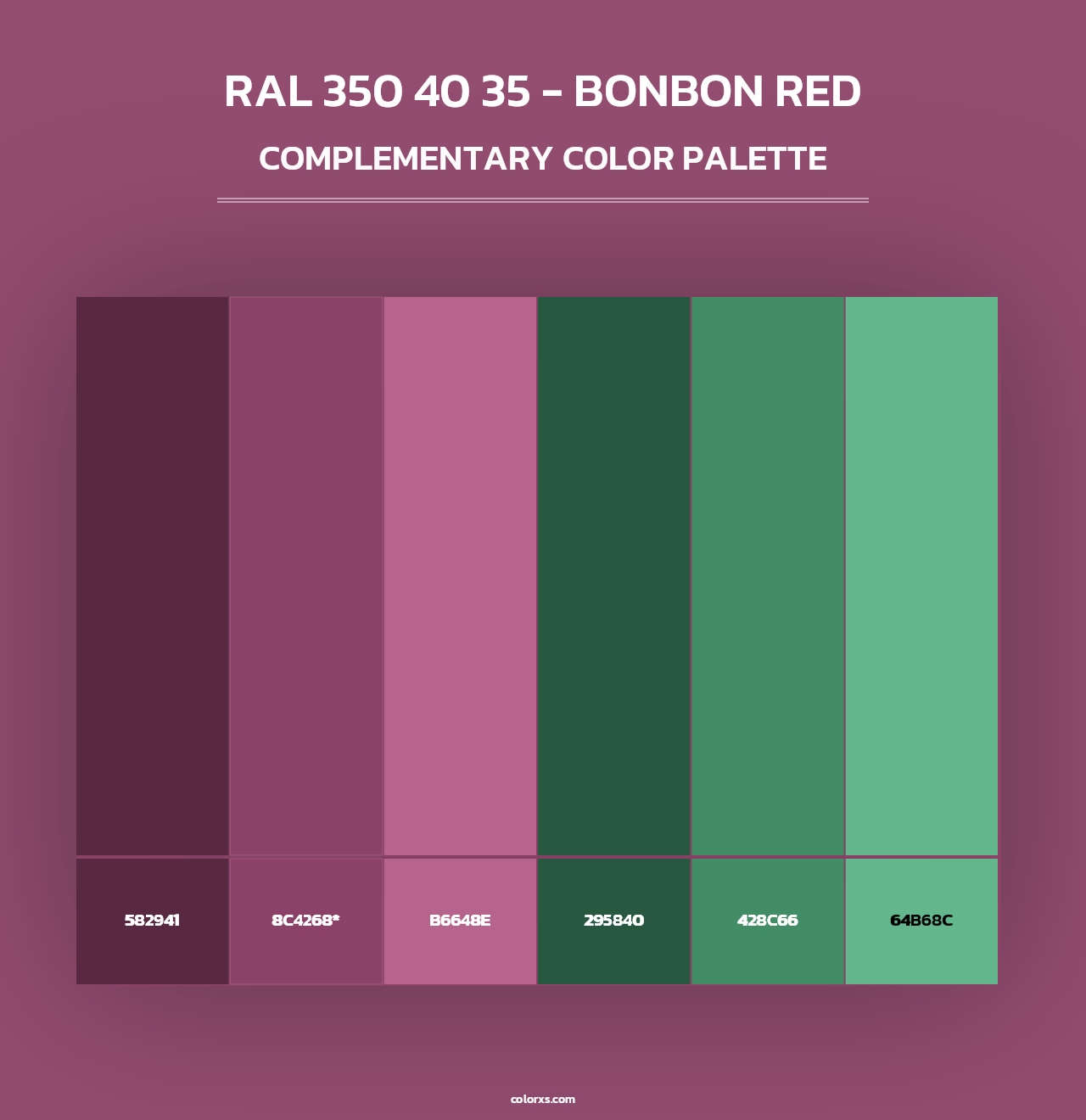 RAL 350 40 35 - Bonbon Red - Complementary Color Palette