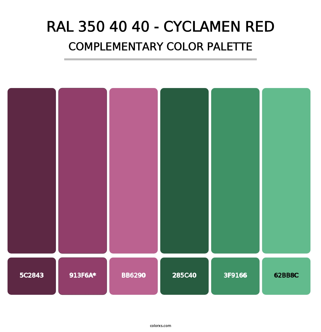 RAL 350 40 40 - Cyclamen Red - Complementary Color Palette