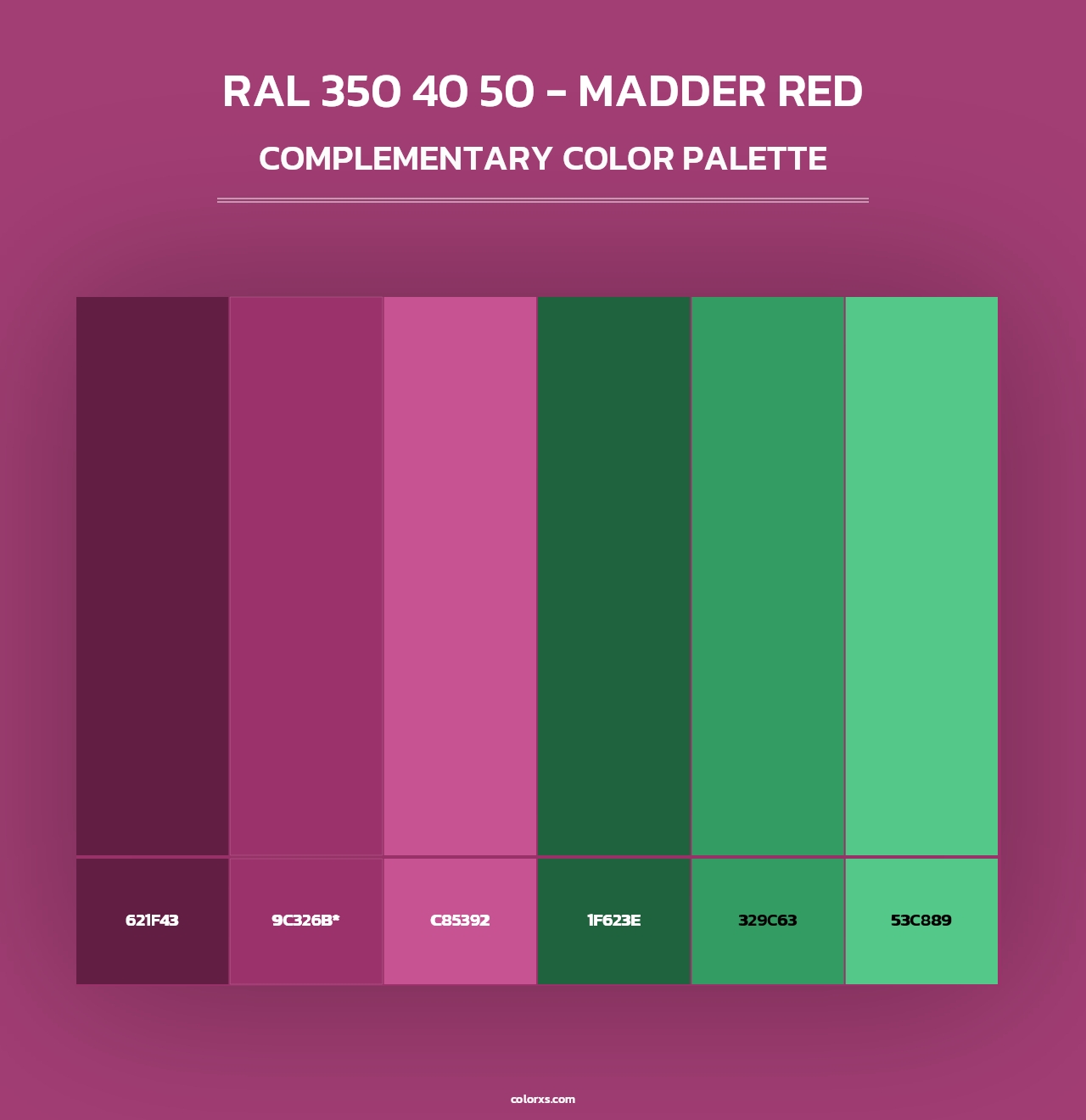 RAL 350 40 50 - Madder Red - Complementary Color Palette