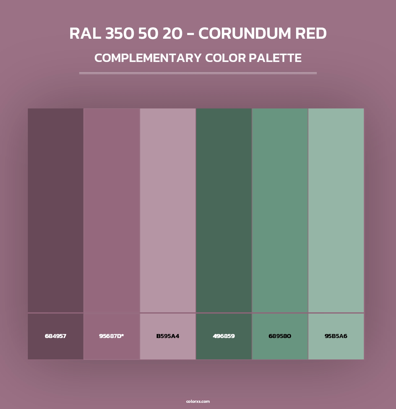 RAL 350 50 20 - Corundum Red - Complementary Color Palette