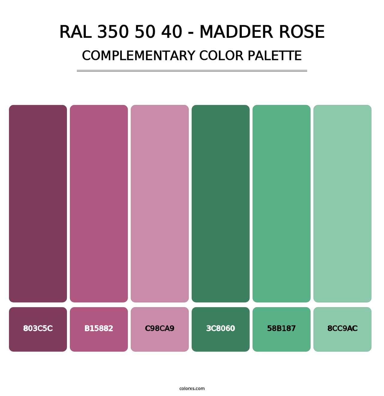RAL 350 50 40 - Madder Rose - Complementary Color Palette