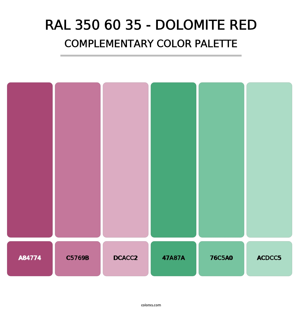 RAL 350 60 35 - Dolomite Red - Complementary Color Palette