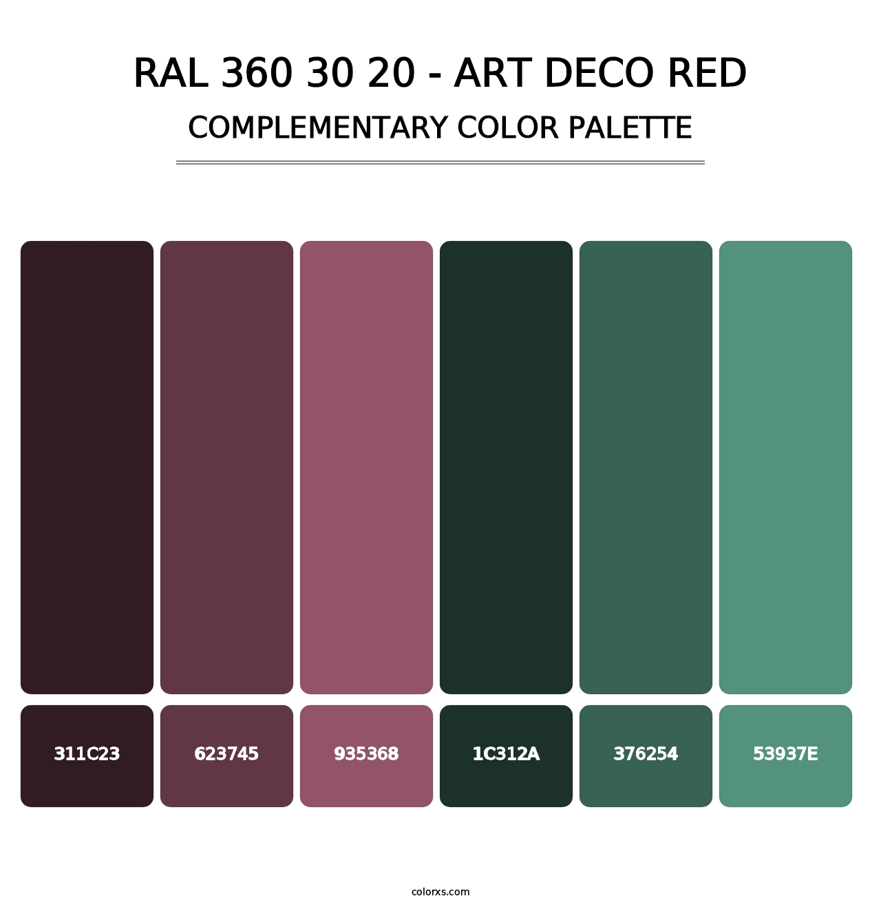 RAL 360 30 20 - Art Deco Red - Complementary Color Palette