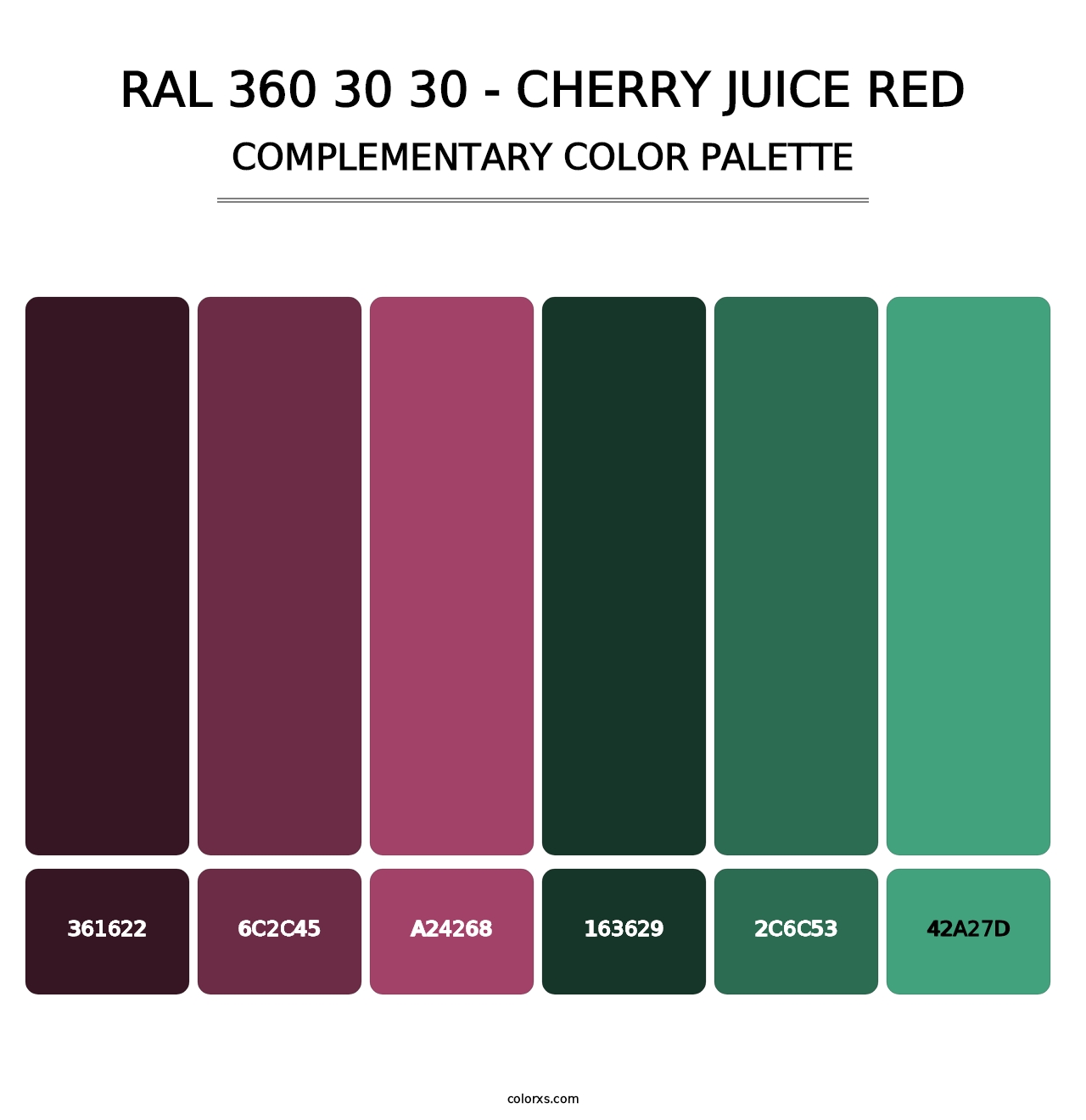 RAL 360 30 30 - Cherry Juice Red - Complementary Color Palette