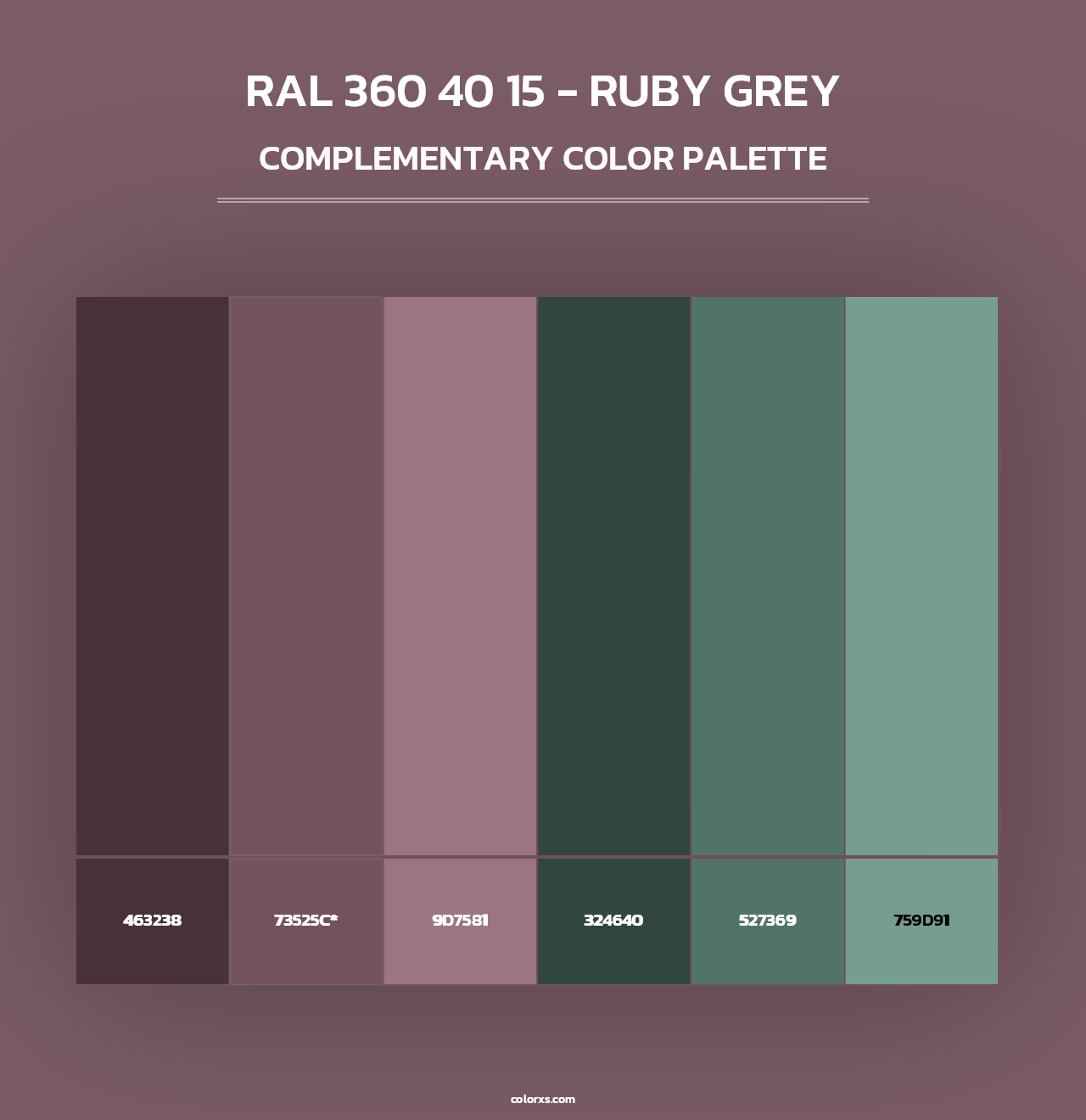 RAL 360 40 15 - Ruby Grey - Complementary Color Palette