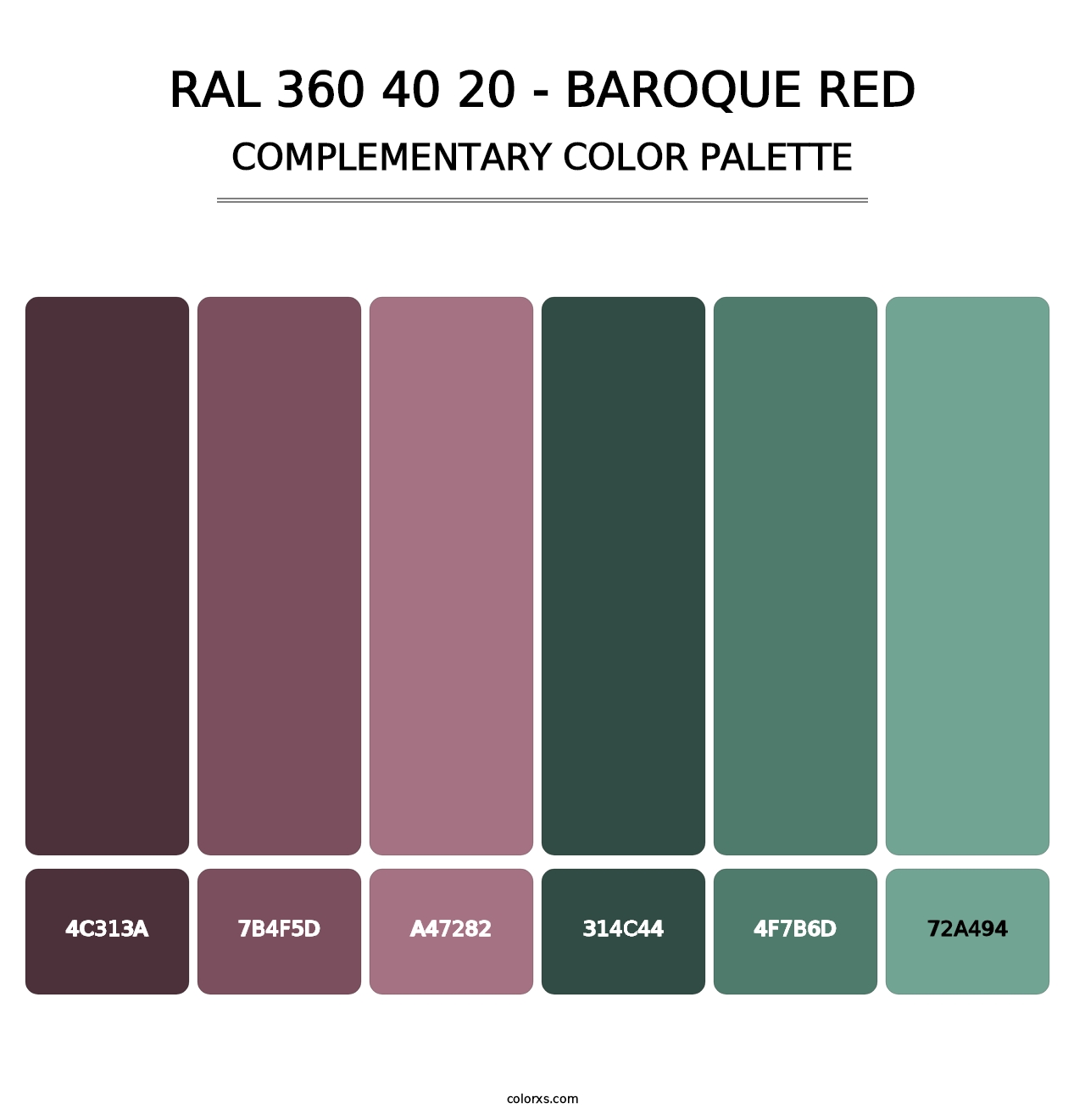 RAL 360 40 20 - Baroque Red - Complementary Color Palette