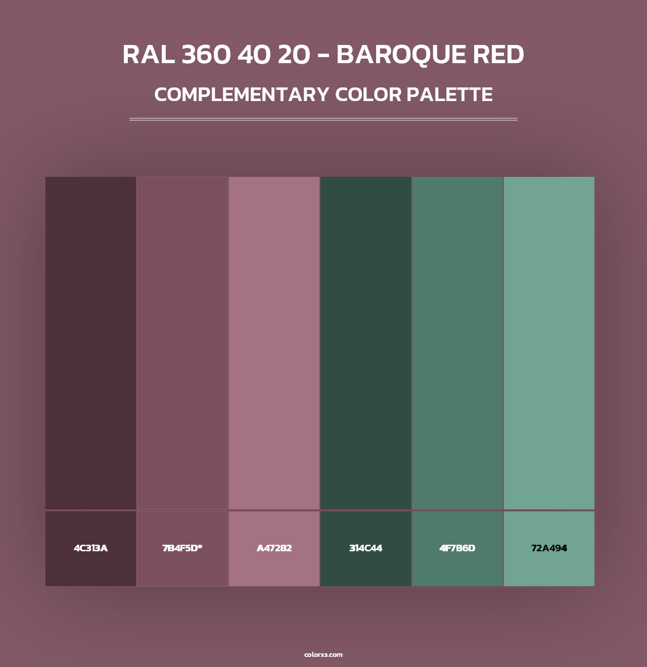 RAL 360 40 20 - Baroque Red - Complementary Color Palette