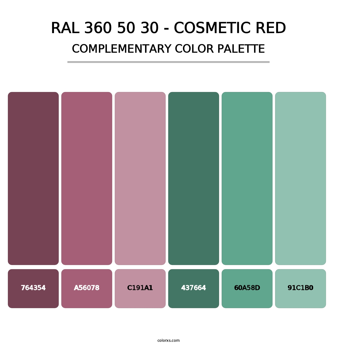 RAL 360 50 30 - Cosmetic Red - Complementary Color Palette