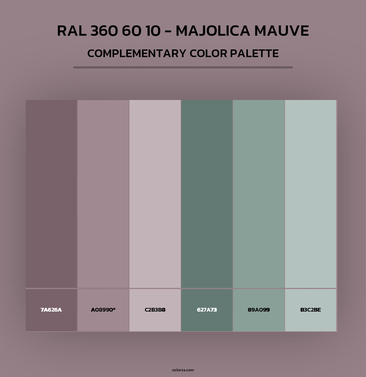 RAL 360 60 10 - Majolica Mauve - Complementary Color Palette