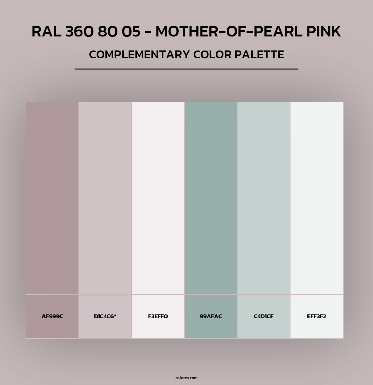 RAL 360 80 05 - Mother-Of-Pearl Pink - Complementary Color Palette