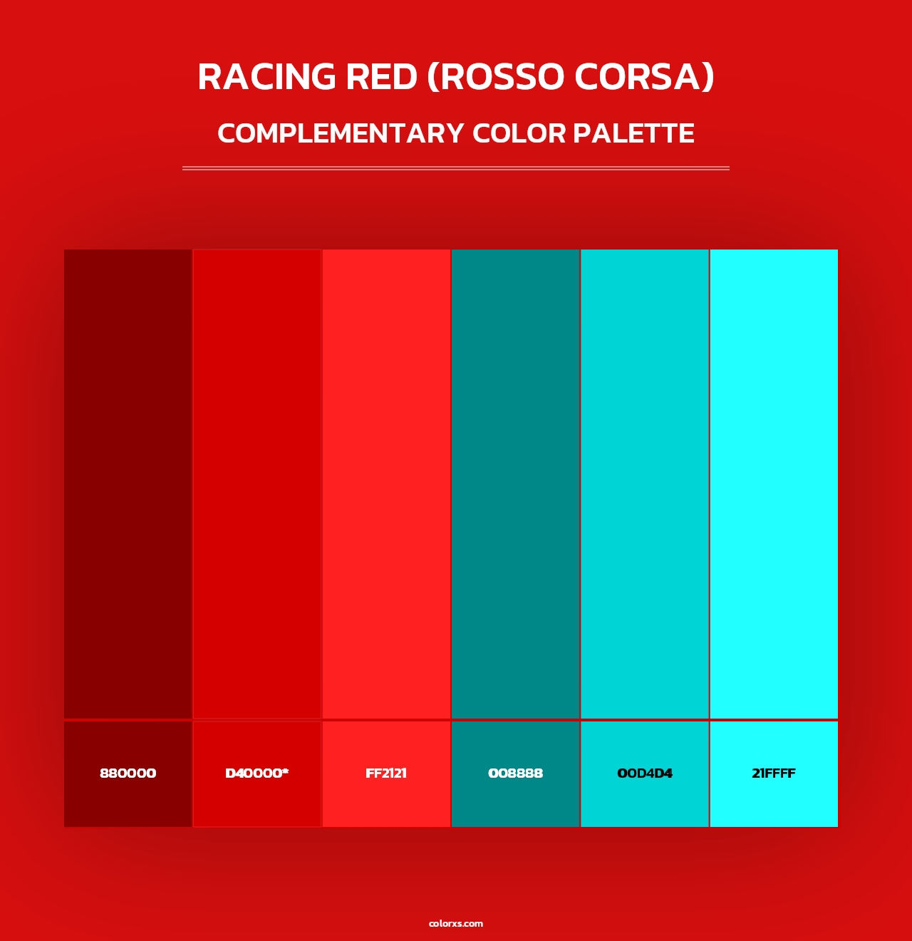 Racing Red (Rosso Corsa) - Complementary Color Palette