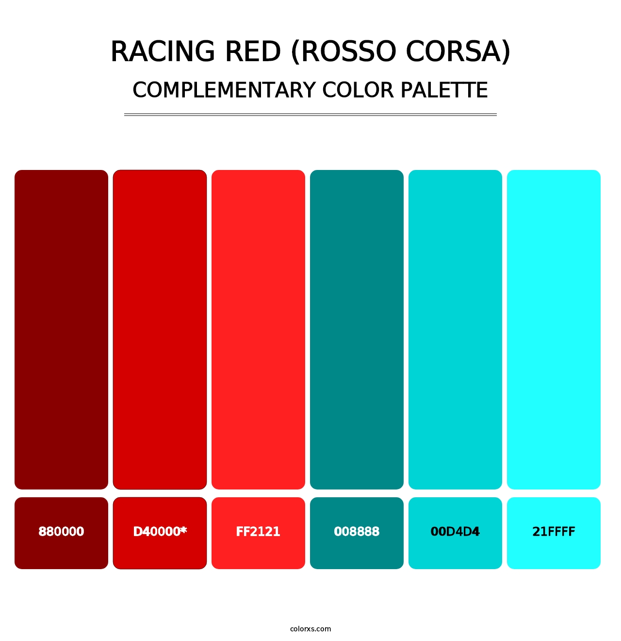 Racing Red (Rosso Corsa) - Complementary Color Palette