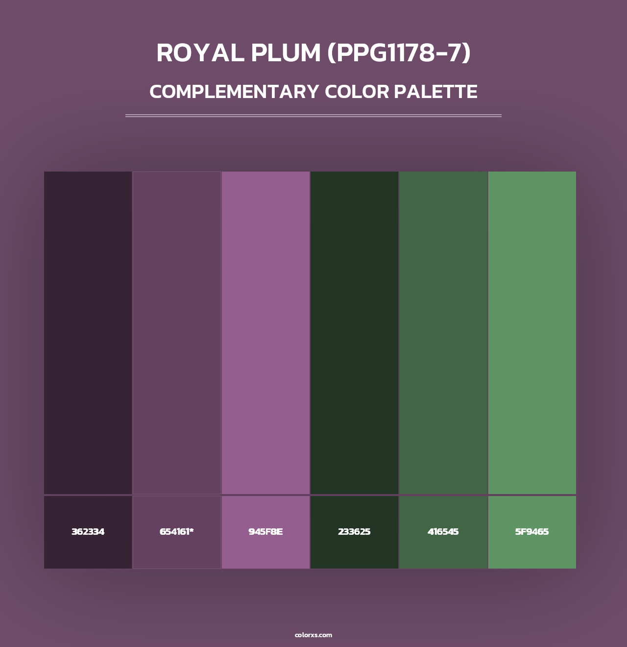 Royal Plum (PPG1178-7) - Complementary Color Palette