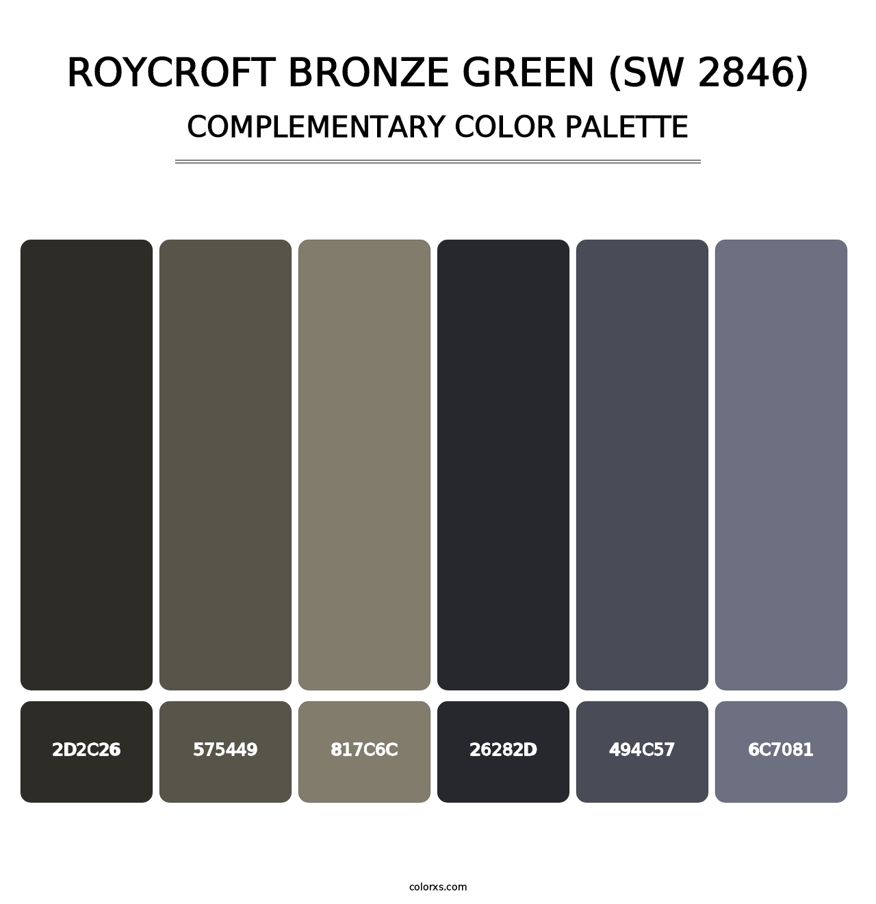 Roycroft Bronze Green (SW 2846) - Complementary Color Palette
