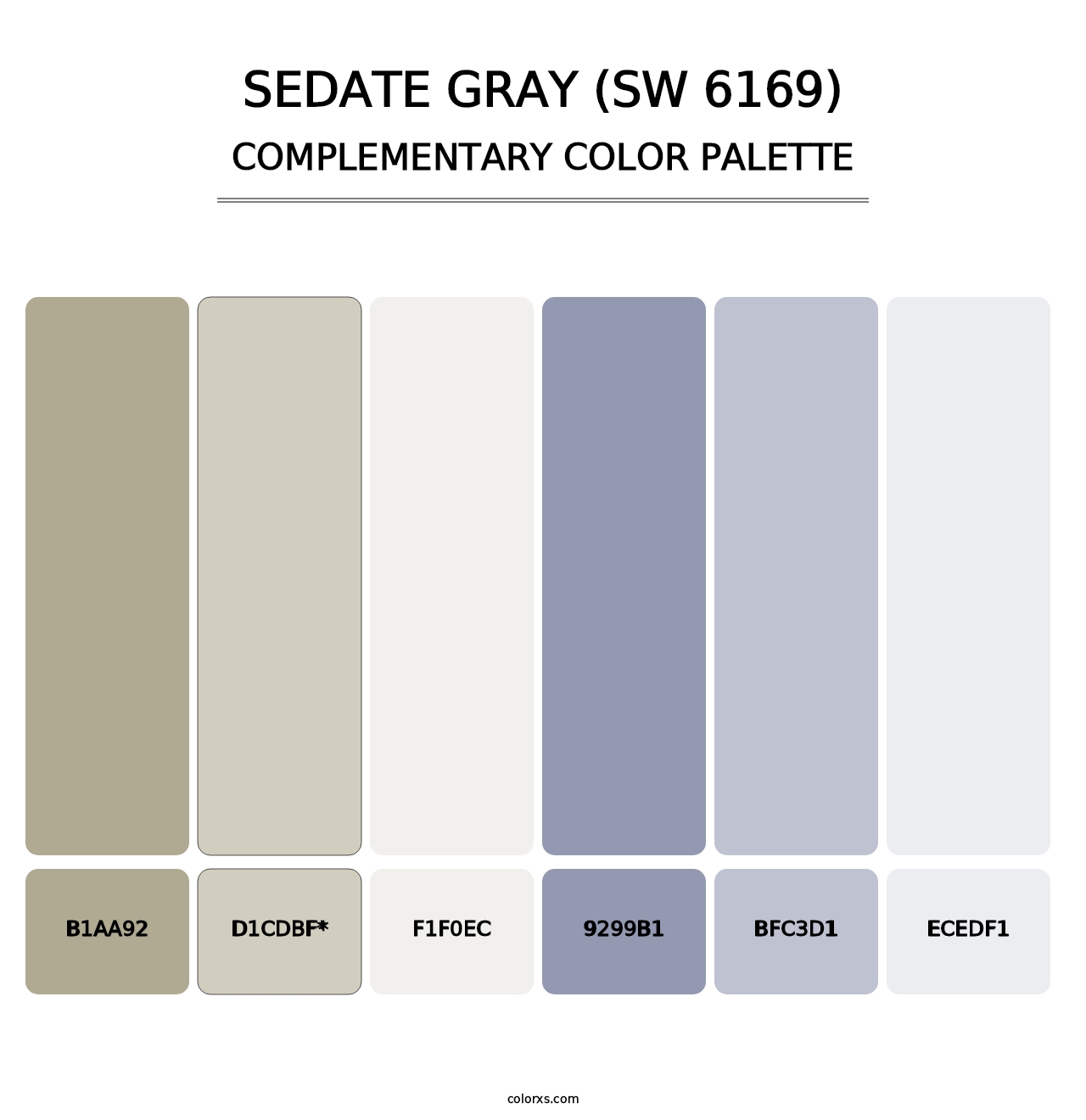 Sedate Gray (SW 6169) - Complementary Color Palette