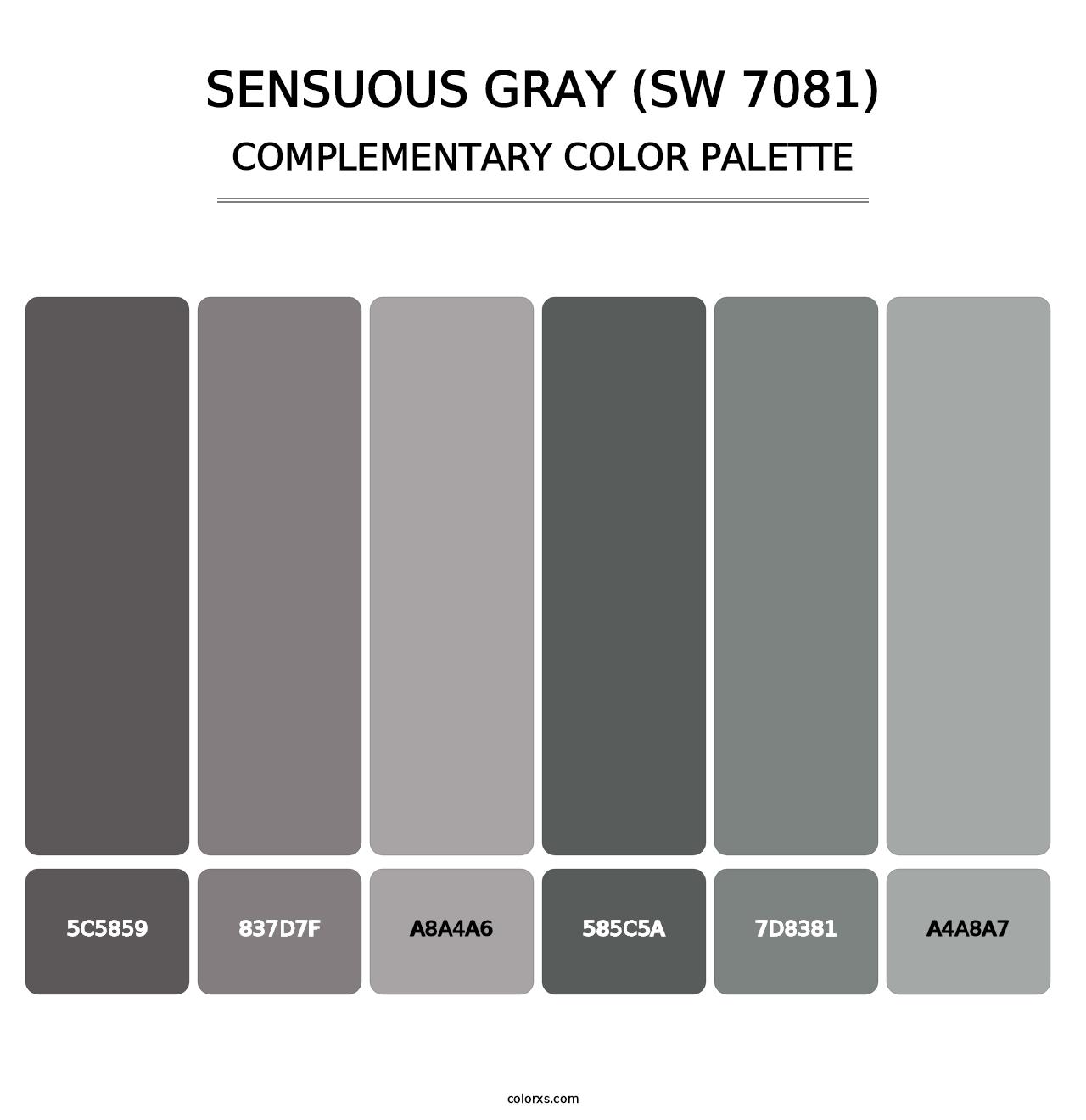 Sensuous Gray (SW 7081) - Complementary Color Palette