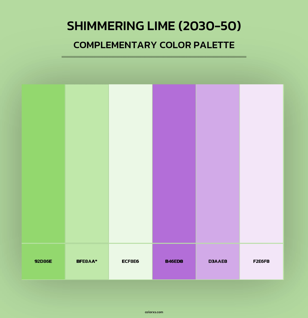 Shimmering Lime (2030-50) - Complementary Color Palette