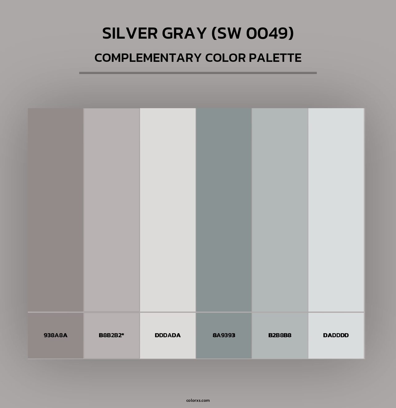 Silver Gray (SW 0049) - Complementary Color Palette