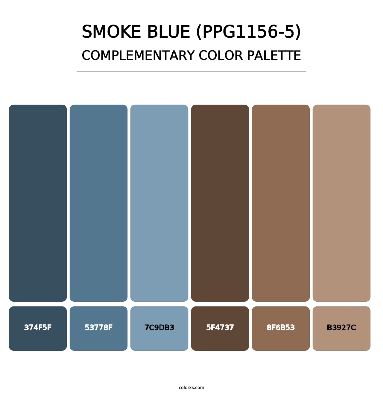 Smoke Blue (PPG1156-5) - Complementary Color Palette