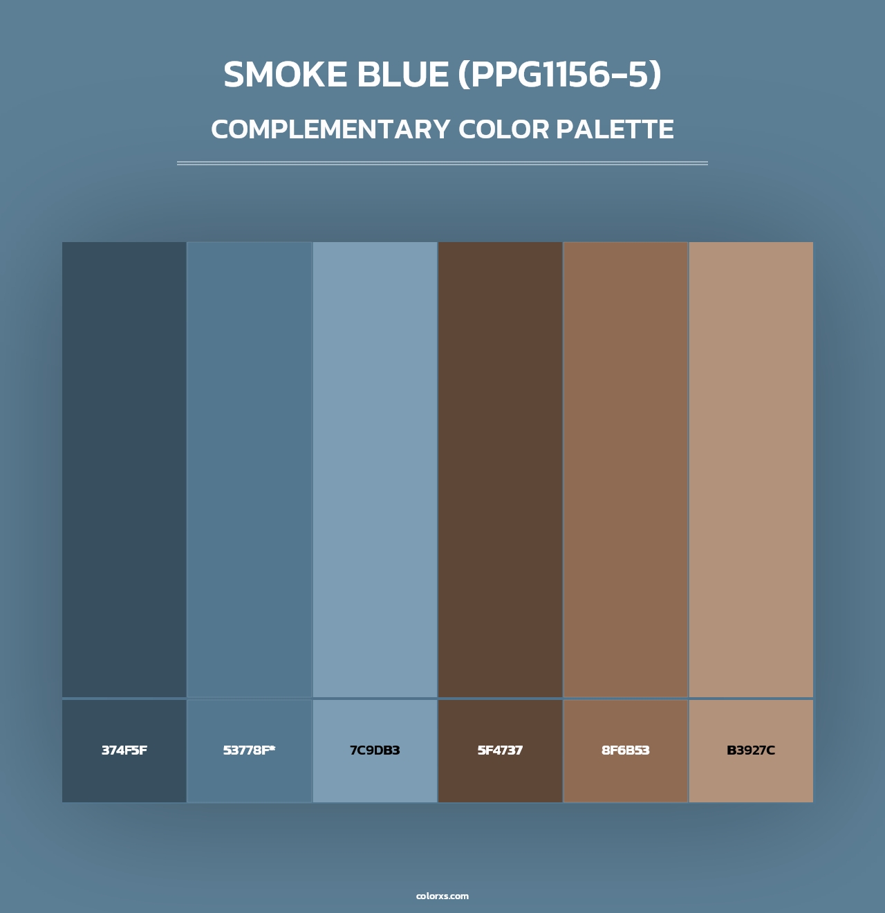 Smoke Blue (PPG1156-5) - Complementary Color Palette