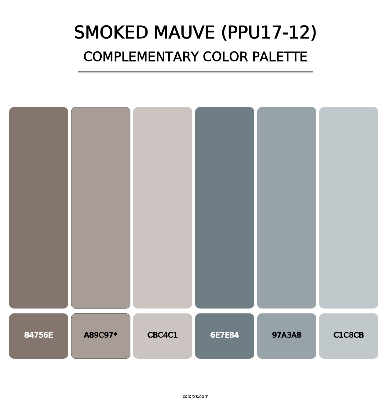 Smoked Mauve (PPU17-12) - Complementary Color Palette