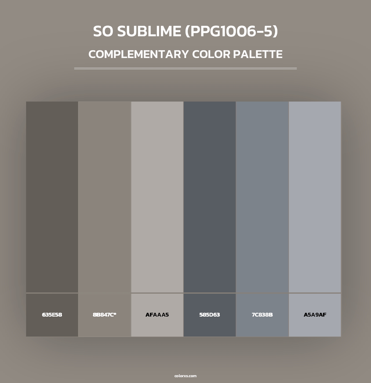 So Sublime (PPG1006-5) - Complementary Color Palette
