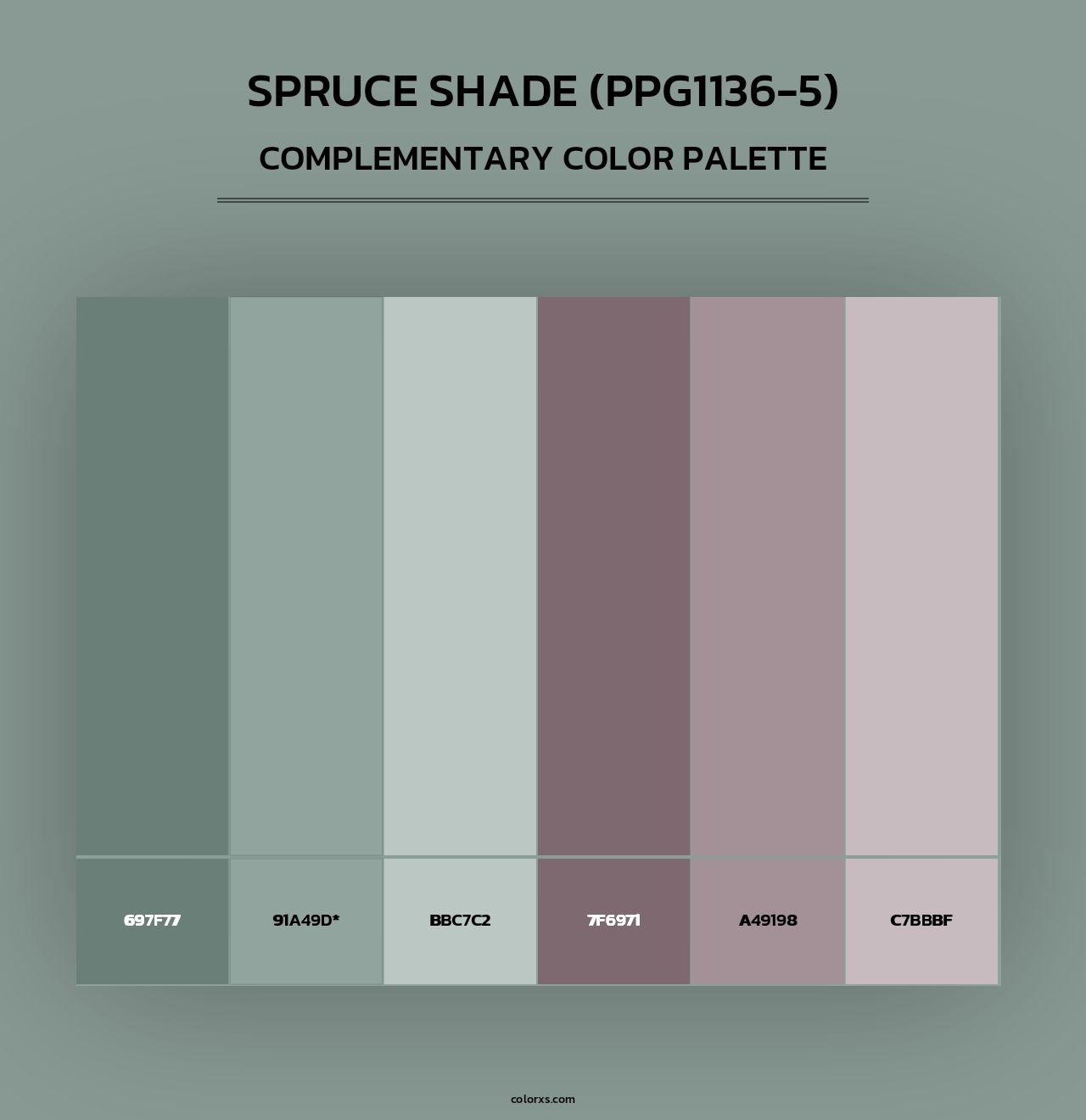 Spruce Shade (PPG1136-5) - Complementary Color Palette
