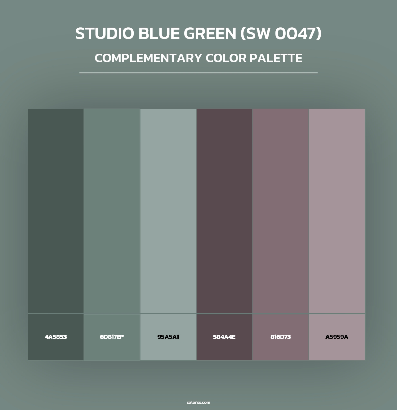 Studio Blue Green (SW 0047) - Complementary Color Palette