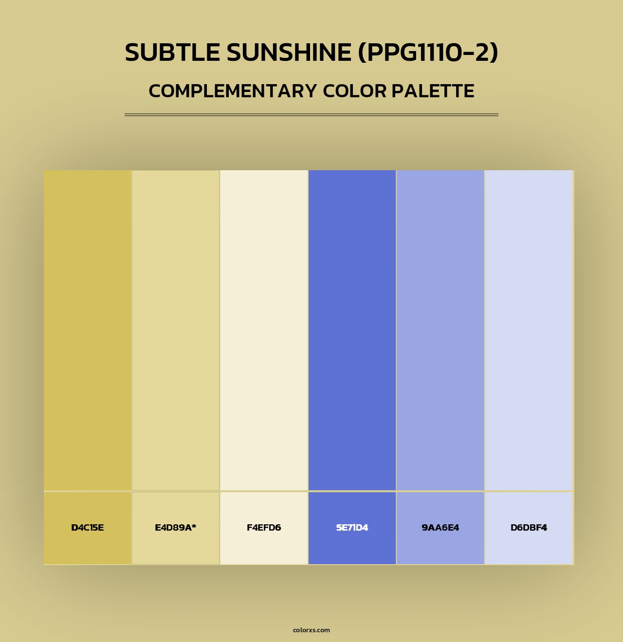 Subtle Sunshine (PPG1110-2) - Complementary Color Palette