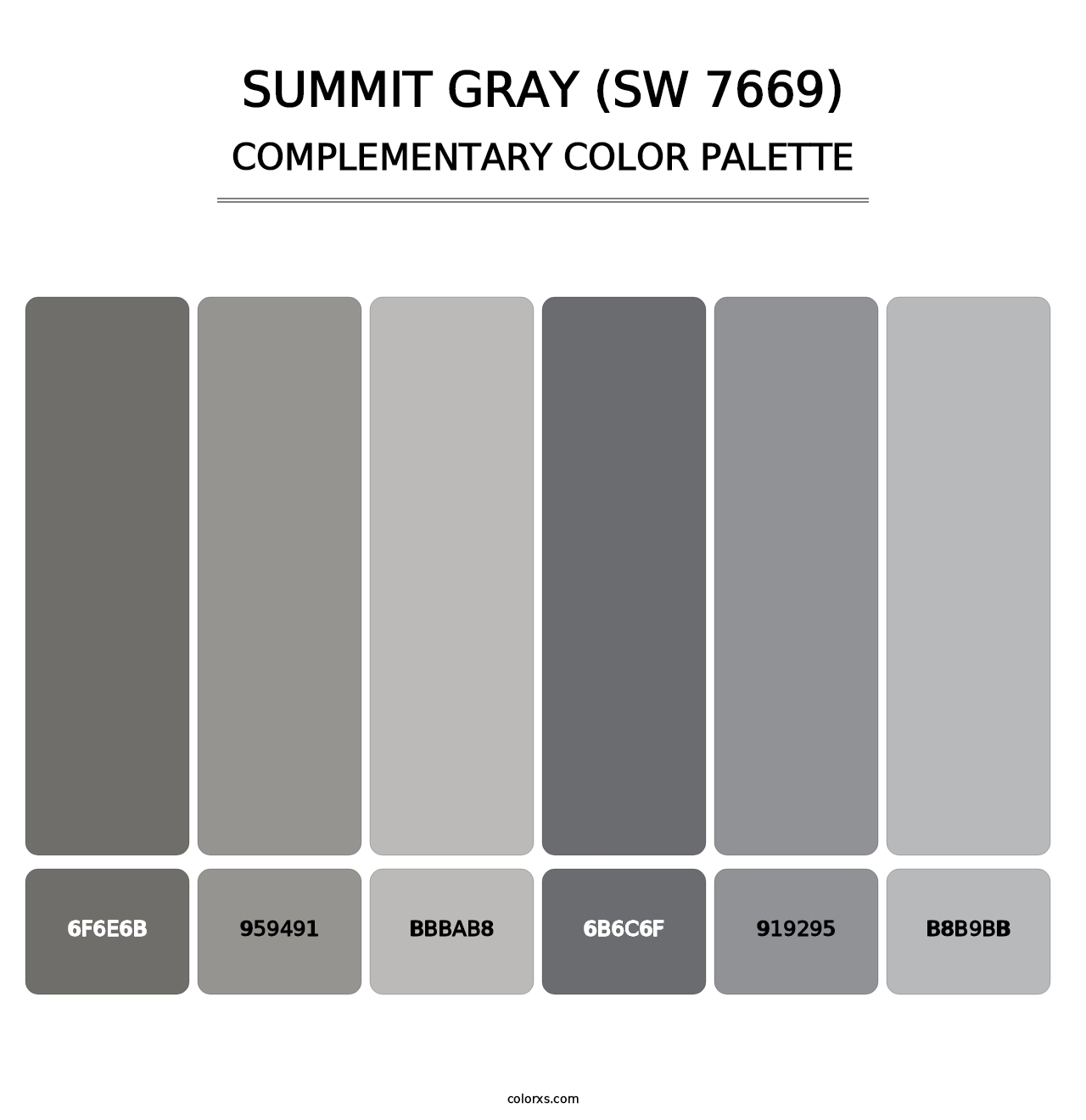Summit Gray (SW 7669) - Complementary Color Palette