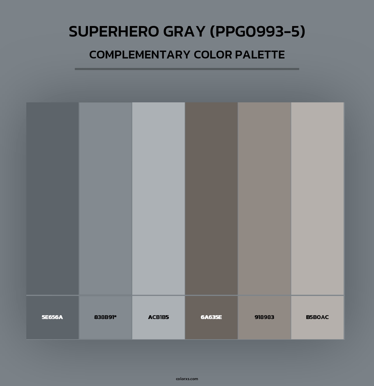 Superhero Gray (PPG0993-5) - Complementary Color Palette