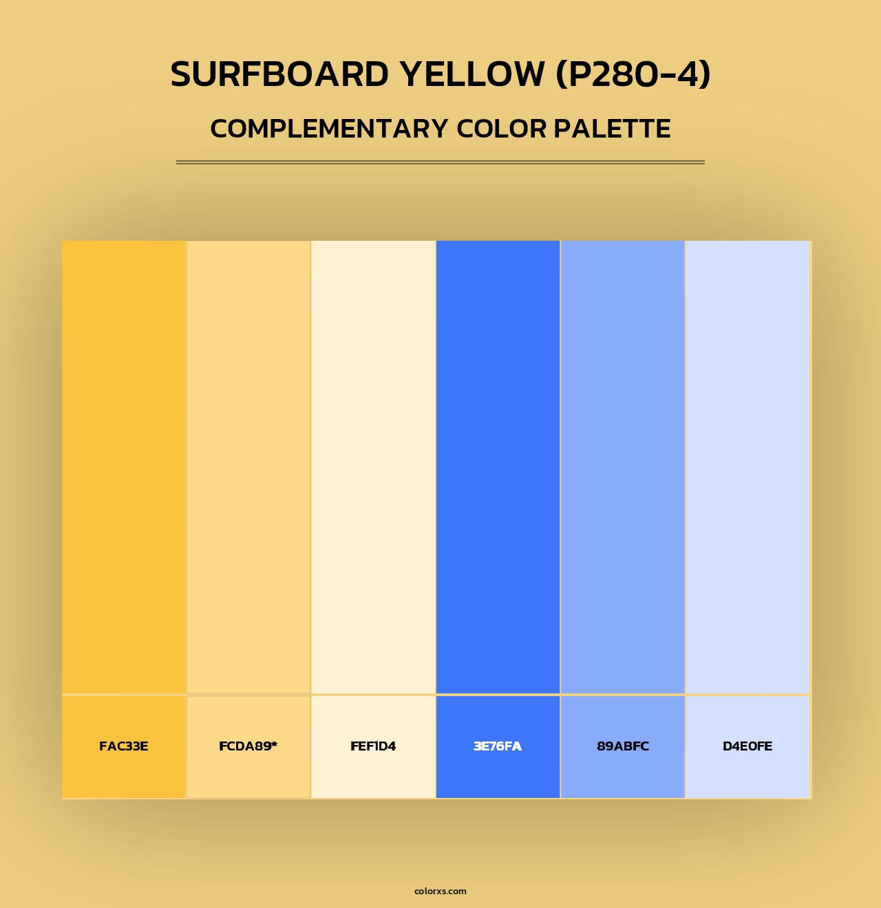 Surfboard Yellow (P280-4) - Complementary Color Palette