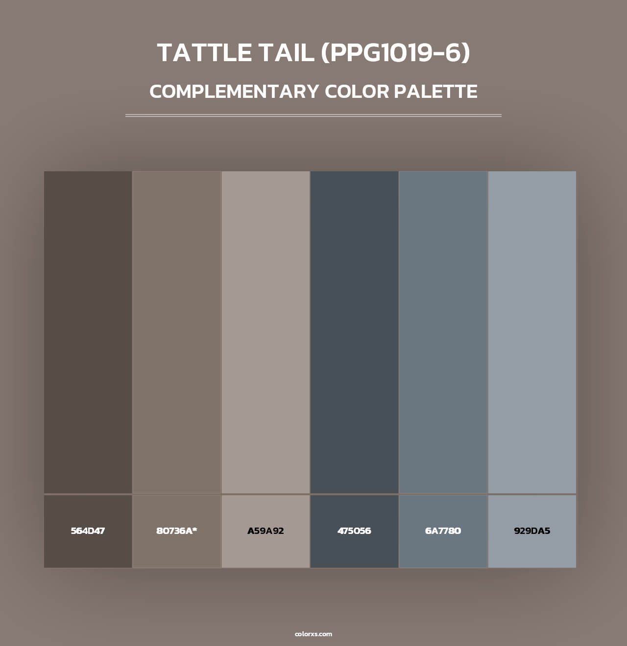 Tattle Tail (PPG1019-6) - Complementary Color Palette