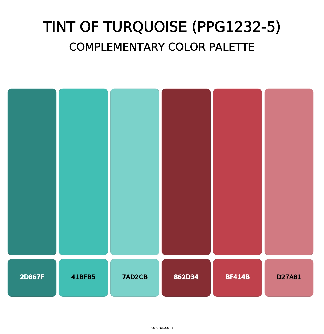 Tint Of Turquoise (PPG1232-5) - Complementary Color Palette