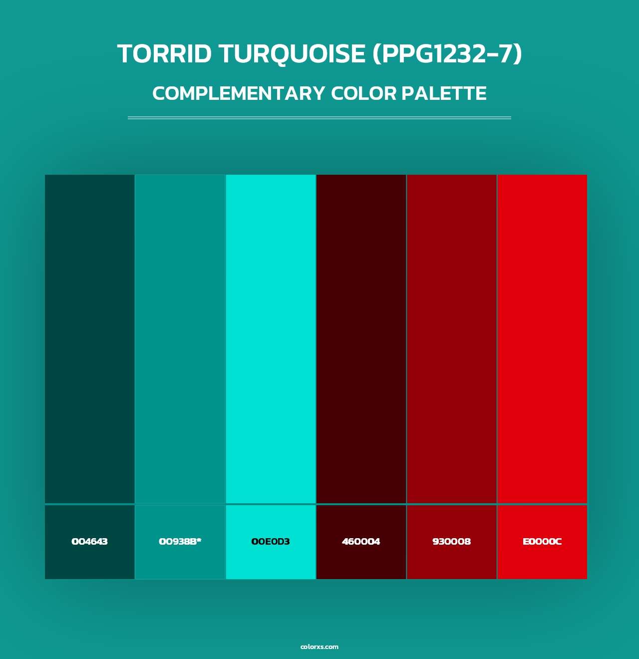 Torrid Turquoise (PPG1232-7) - Complementary Color Palette