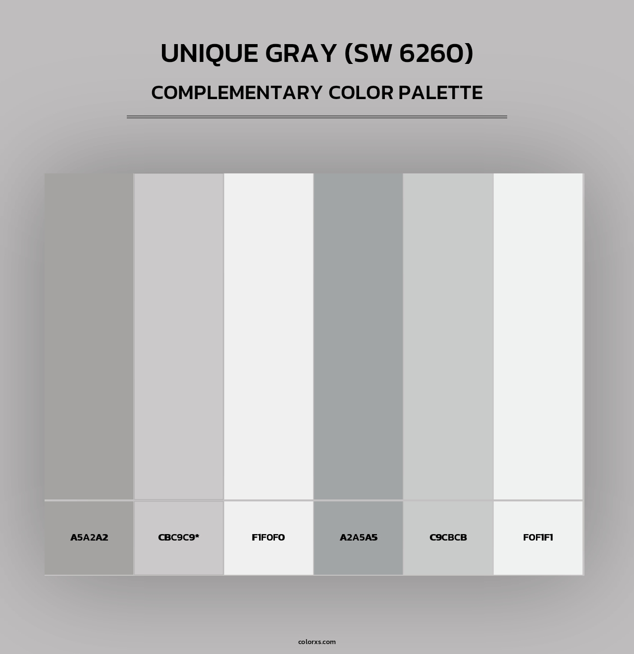 Unique Gray (SW 6260) - Complementary Color Palette