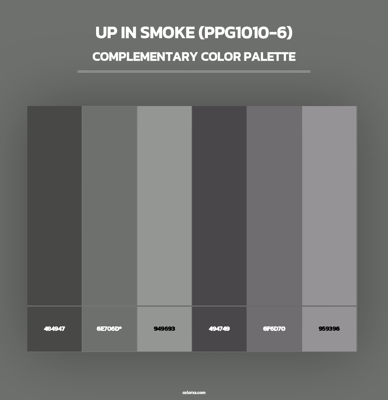 Up In Smoke (PPG1010-6) - Complementary Color Palette