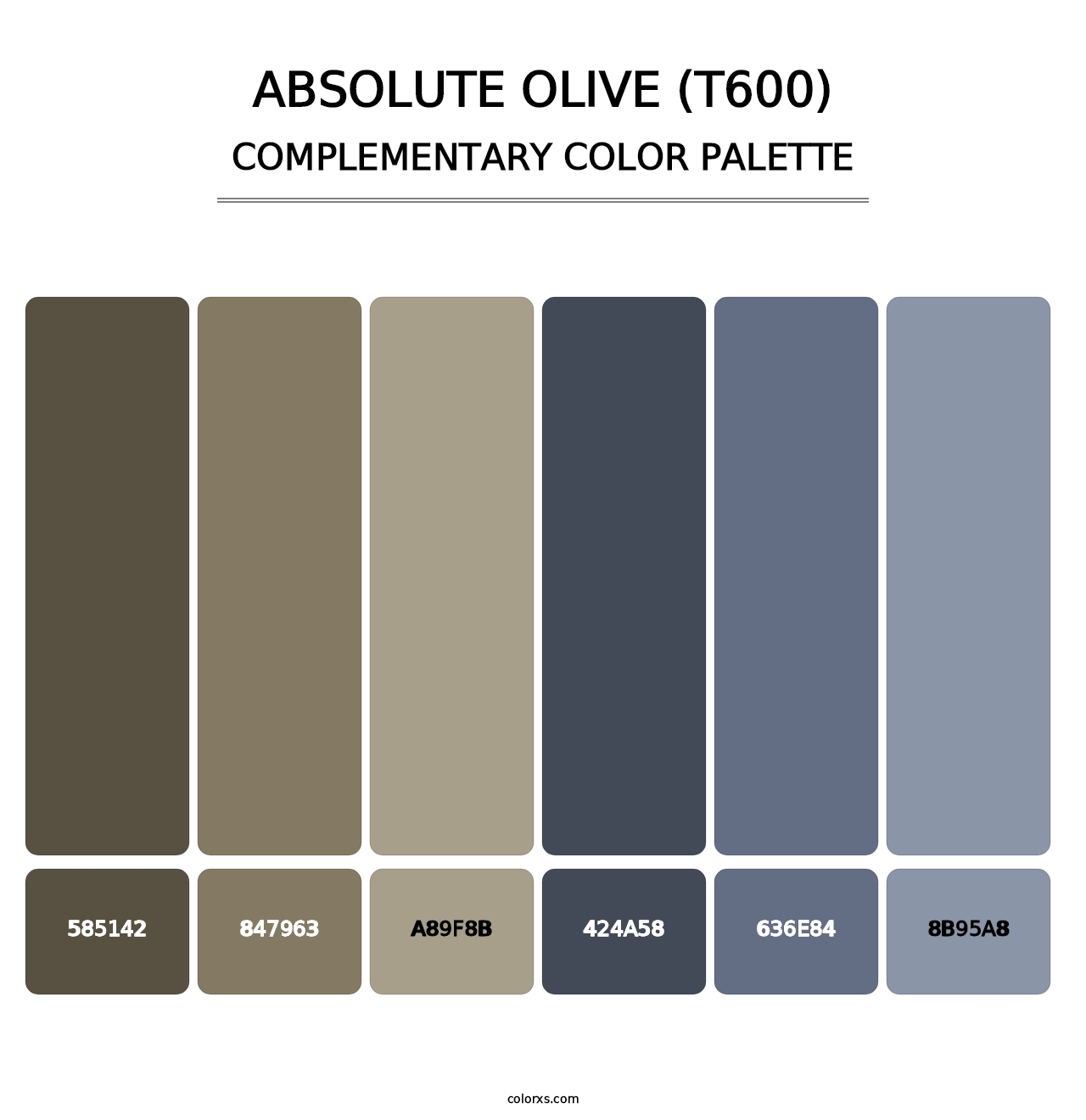 Absolute Olive (T600) - Complementary Color Palette