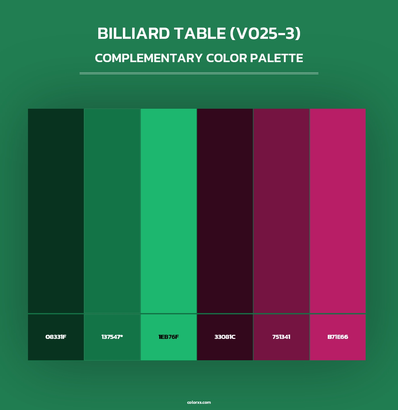 Billiard Table (V025-3) - Complementary Color Palette
