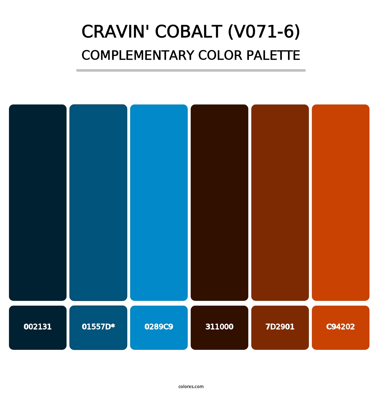 Cravin' Cobalt (V071-6) - Complementary Color Palette
