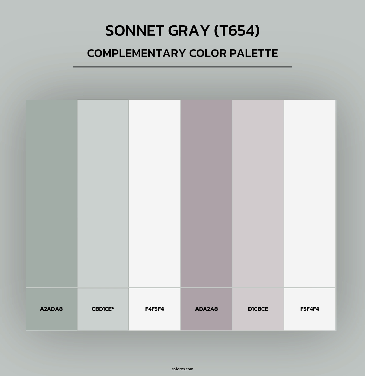 Sonnet Gray (T654) - Complementary Color Palette