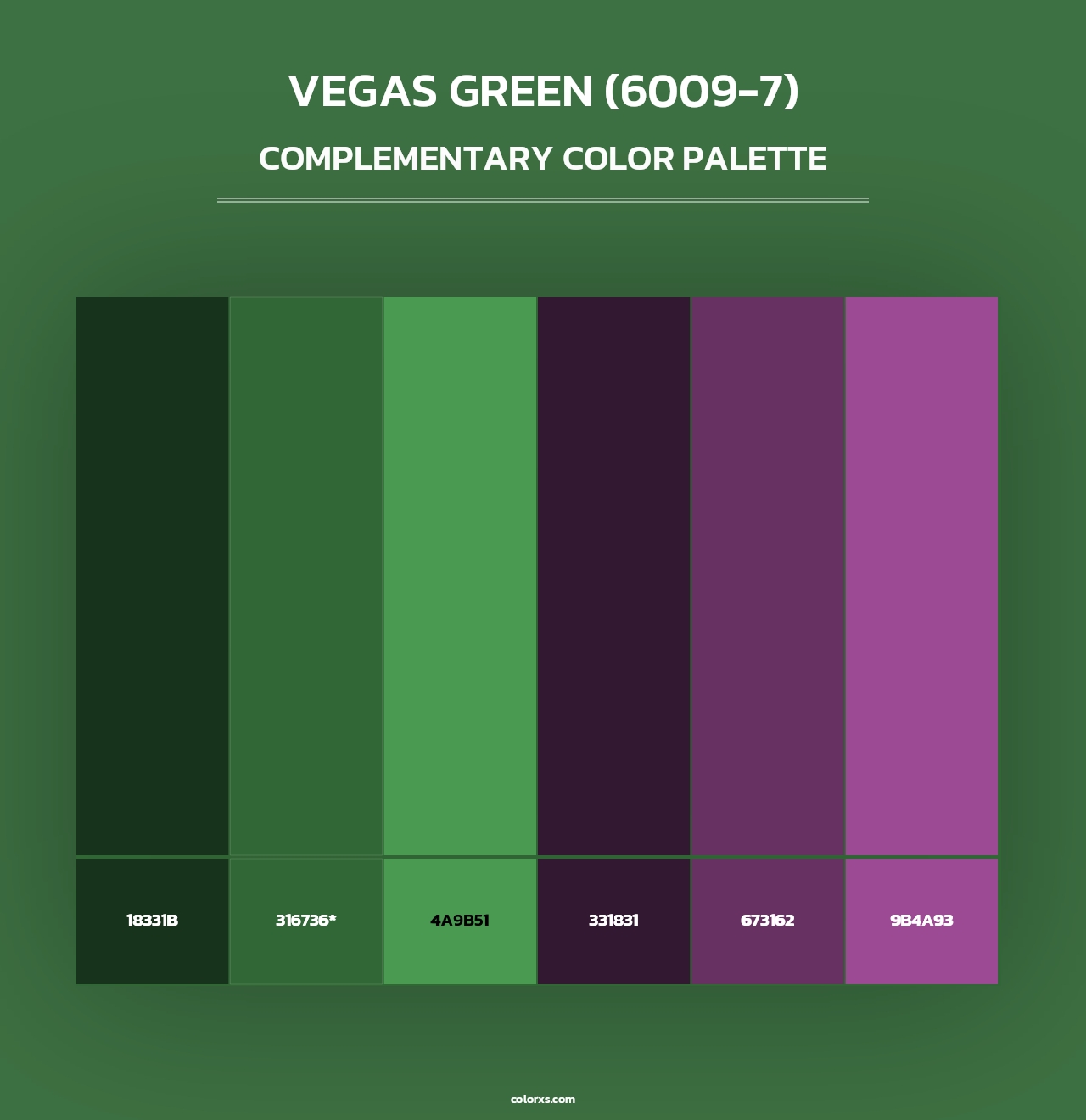 Vegas Green (6009-7) - Complementary Color Palette