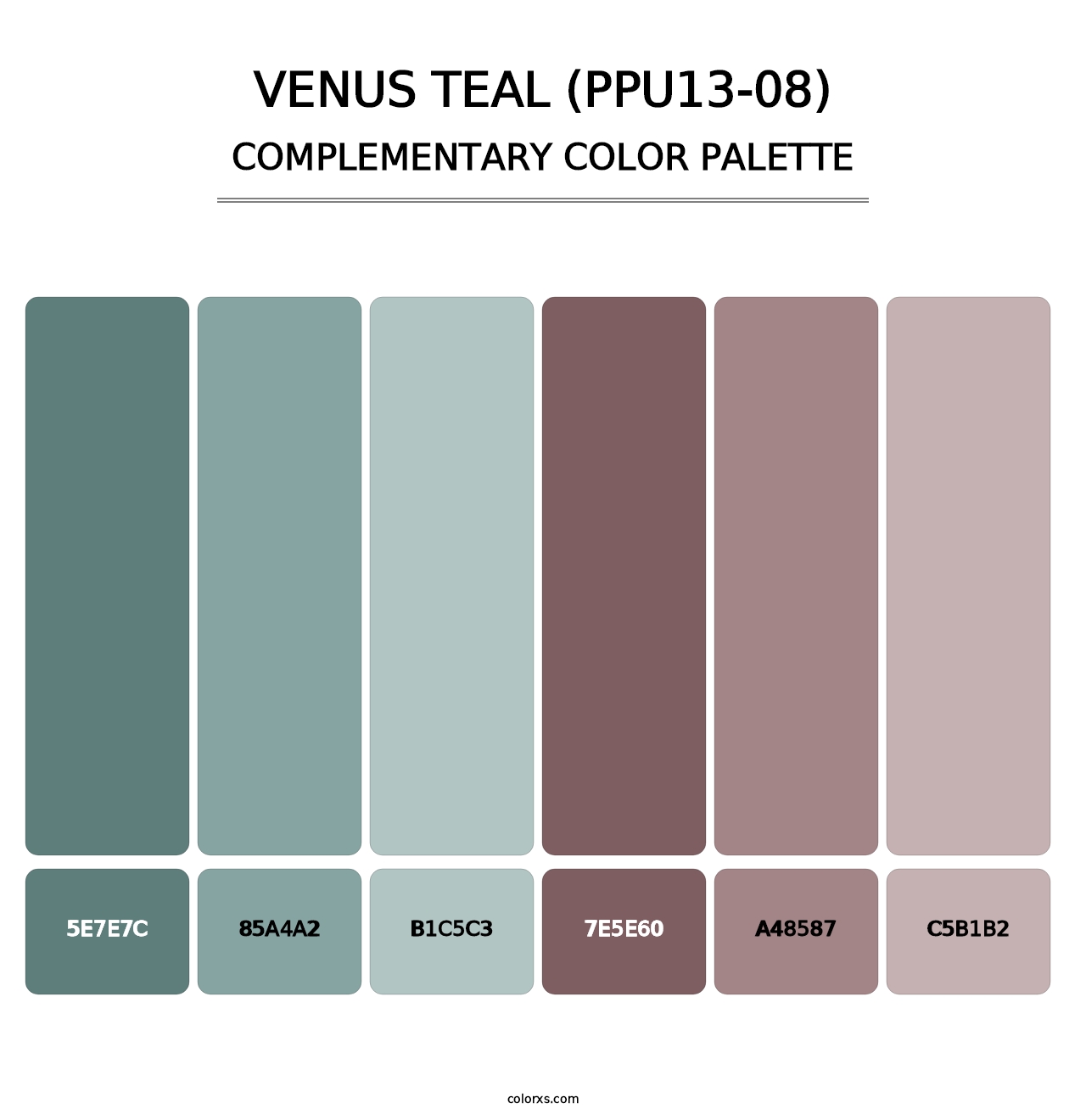 Venus Teal (PPU13-08) - Complementary Color Palette