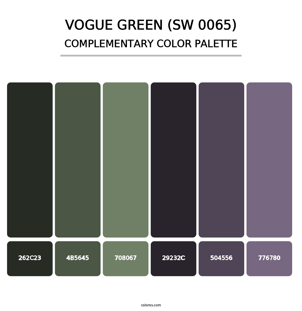Vogue Green (SW 0065) - Complementary Color Palette
