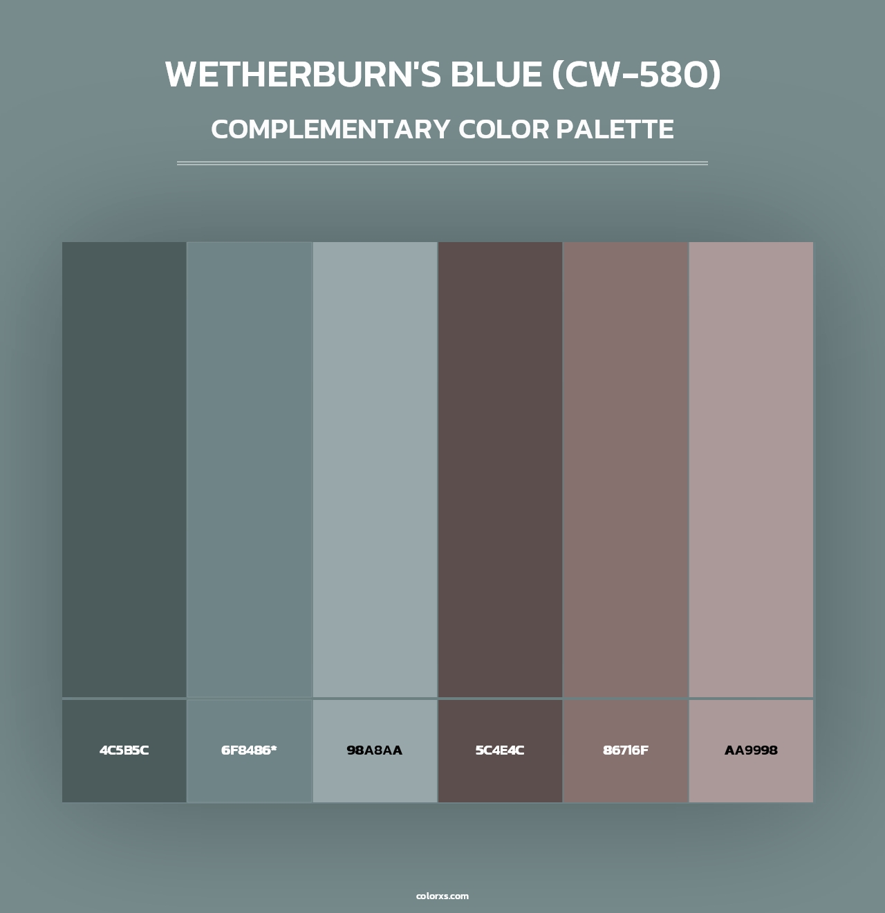 Wetherburn's Blue (CW-580) - Complementary Color Palette
