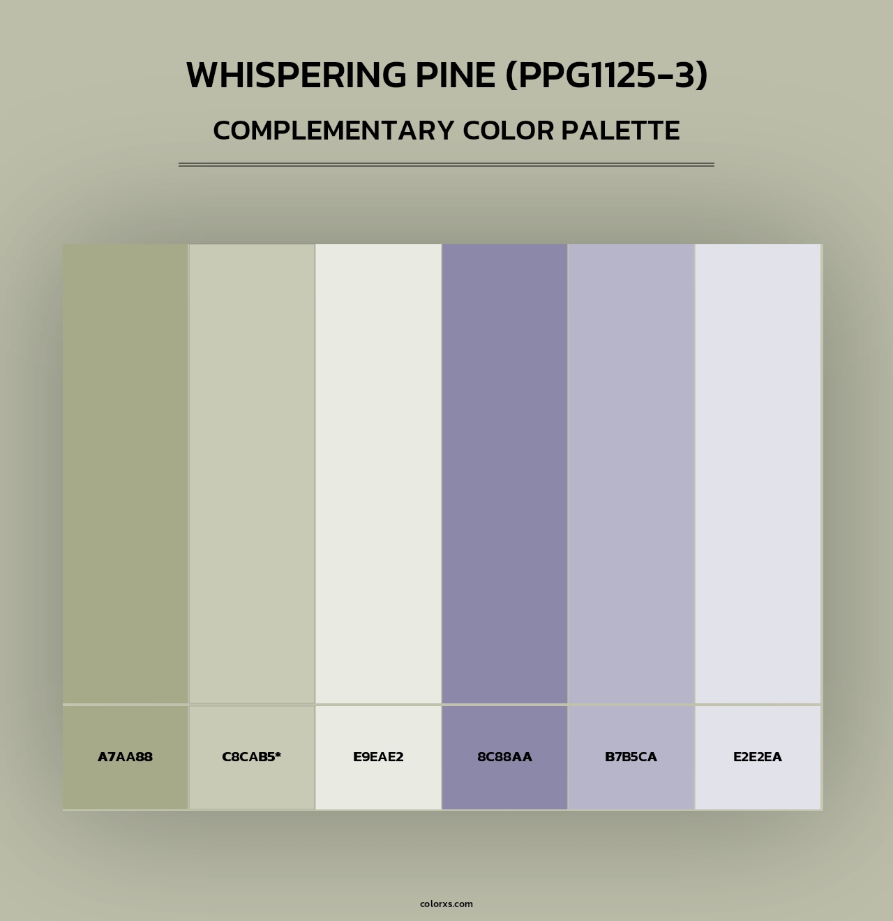 Whispering Pine (PPG1125-3) - Complementary Color Palette